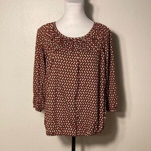 NWT MICHAEL Michael Kors Geo Easy Peasant Top Size Small